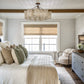 Cozy bedroom with a bed, dresser, and window with blinds.