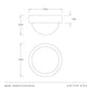 Technical drawing of a lamp fixture with dimensions labeled, featuring the brand 'Arteriors'.