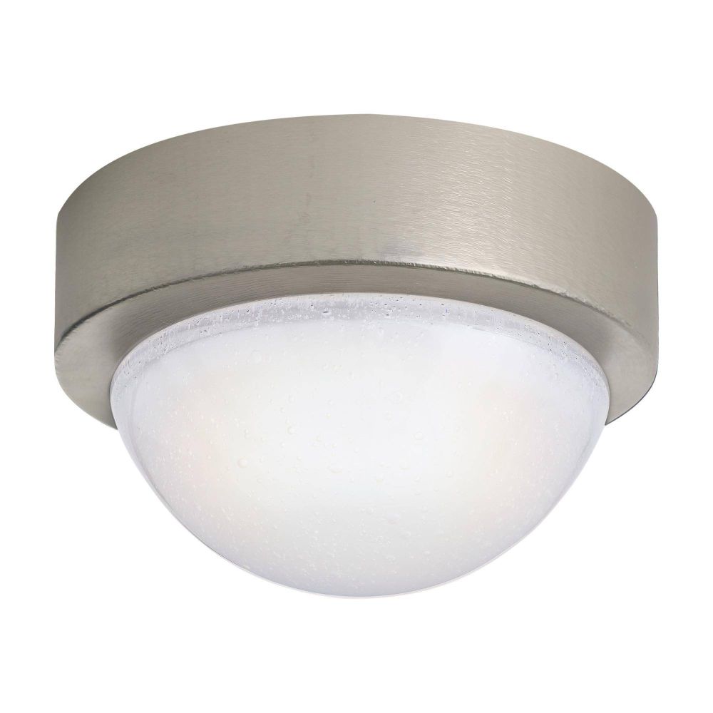 Ceiling light fixture with metallic finish and white glass on a white background
