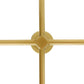 Gold decorative wall piece with intersecting bars on a white background