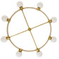 Modern chandelier with gold frame and white bulbs on a white background
