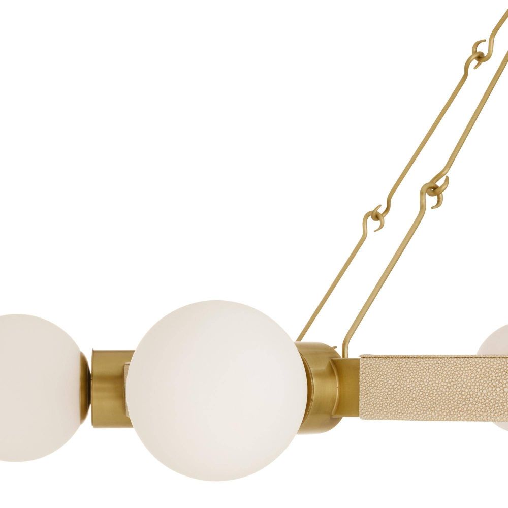 Chandelier with gold and beige design on a white background