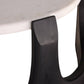 Close-up of a black chair armrest on a white background