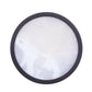 Round white filter with black rim on a white background