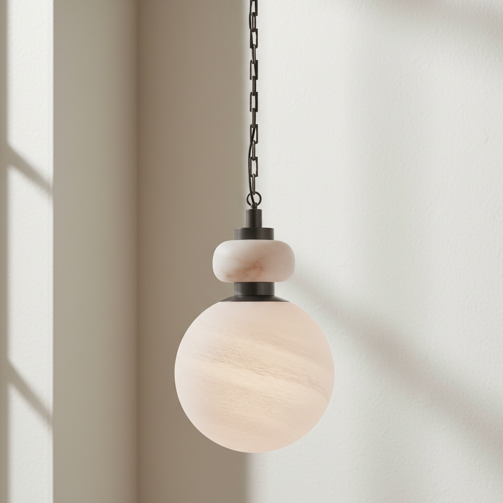 Rosemont Large Pendant Matte Swirled Glass