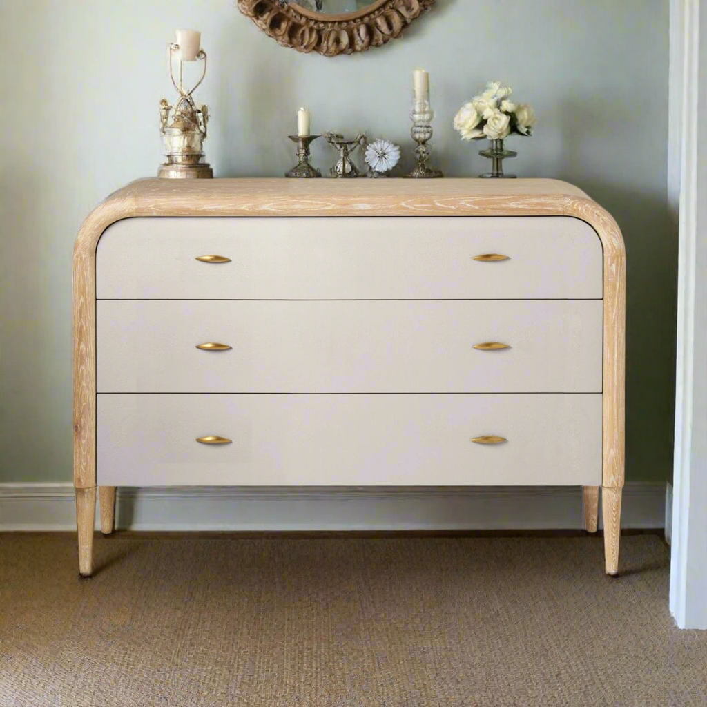 french oak grey dresser Pemberly Row Simple Design 3-Drawer Dresser in French Oak Gray