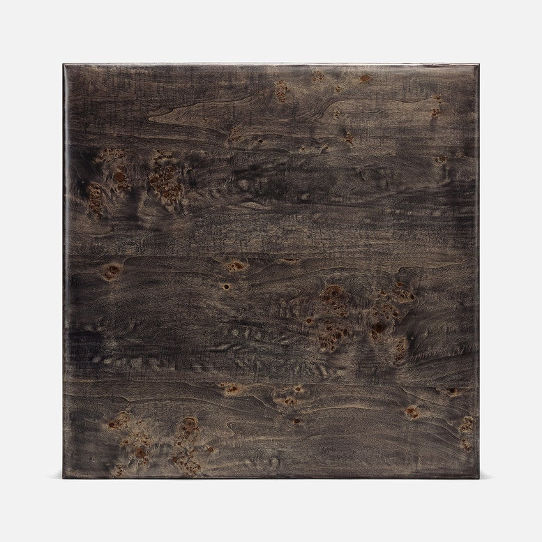 Dark wooden panel with a rustic finish on a white background