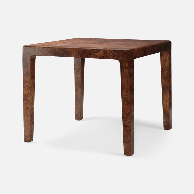 Wooden side table on a white background
