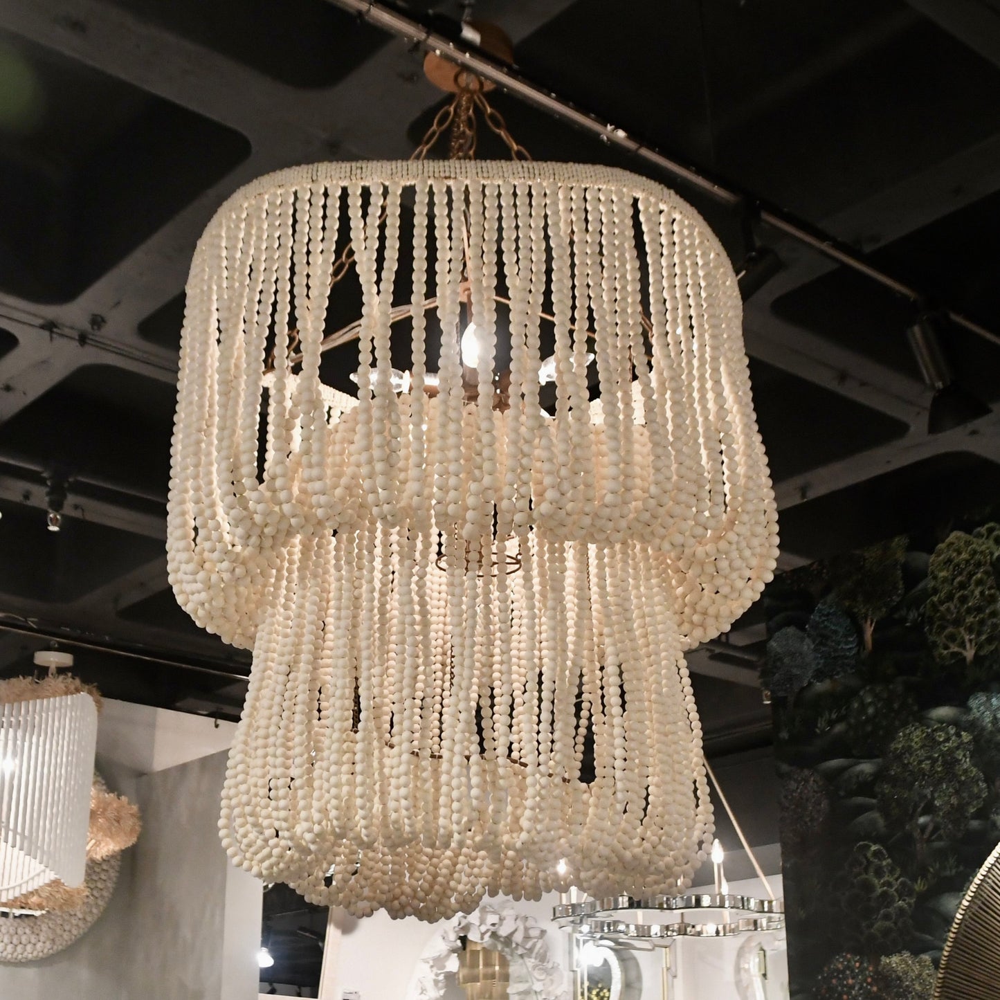 Belva Chandelier White Coco Beads