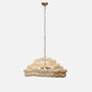 Beige pendant light with a chain on a white background