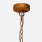 Ceiling light fixture with brown metal canopy and chain on a white background