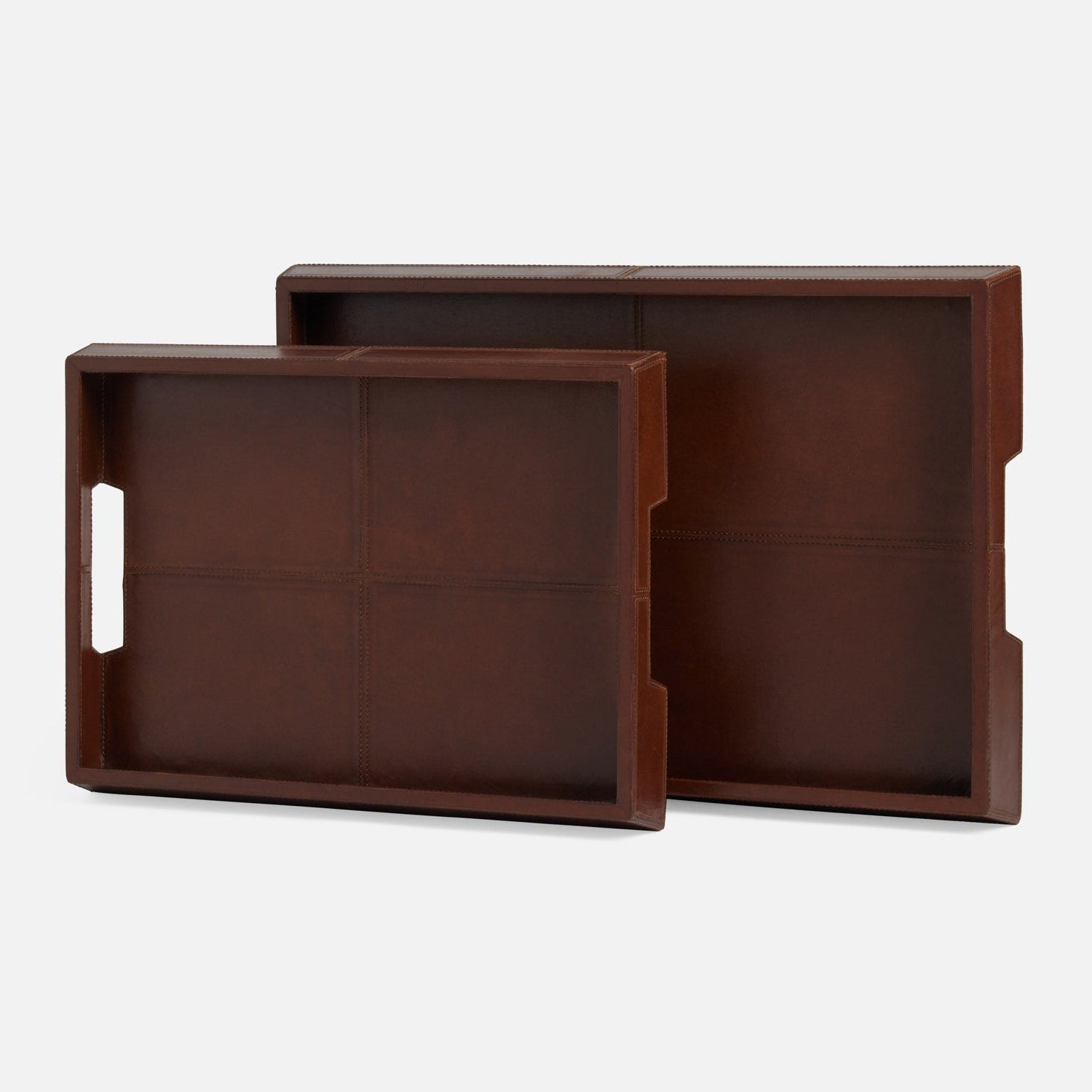 Two brown trays on a white background