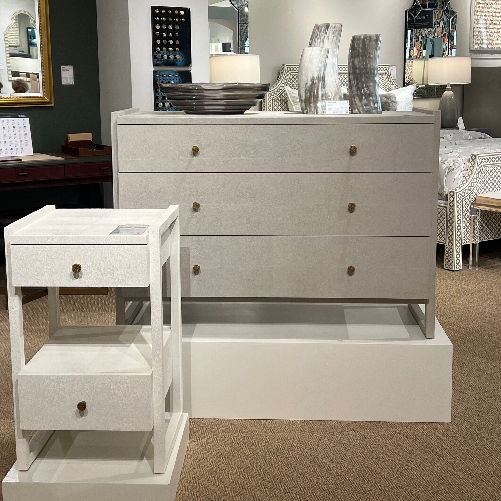 Made Goods Carrigan Dresser 48" French Grey Vintage Faux Shagreen CLAYTON GRAY HOME Made Goods Carrigan Dresser 48" French Grey Vintage Faux Shagreen CLAYTON GRAY HOME