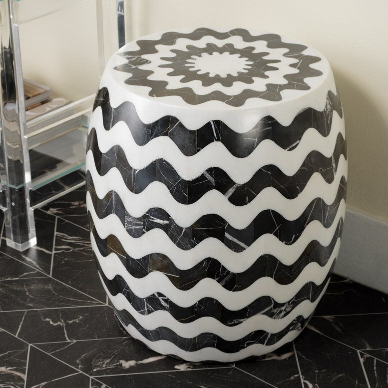 Corey Stool Black and White Marble