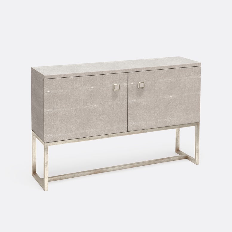 made goods dallon two door cabinet sand silver angle