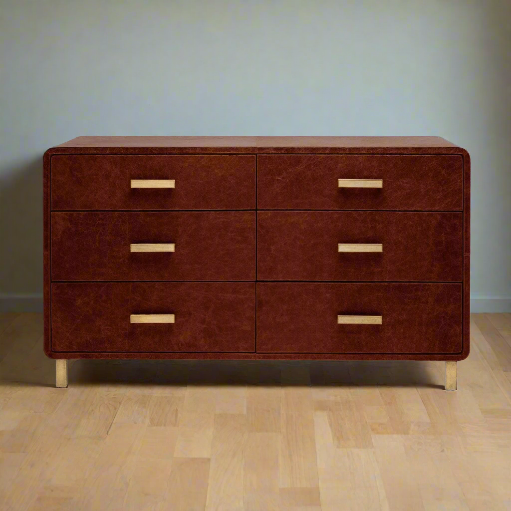 dresser leather Murlough Wrapped | Brooklyn, NYC Tall Dresser with 4 Drawers