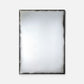 Rectangular mirror with a textured black frame on a white background
