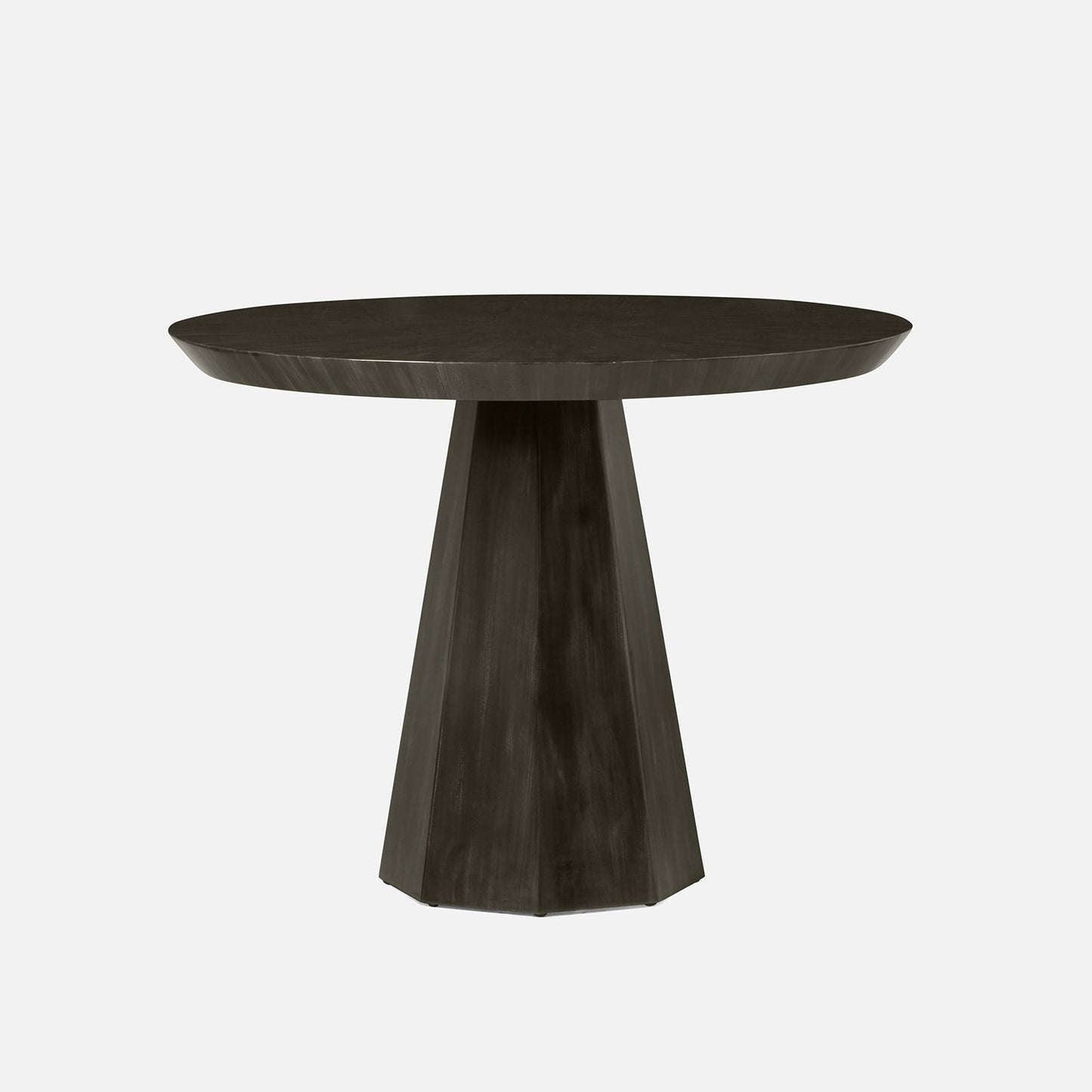 Dark wooden side table on a white background