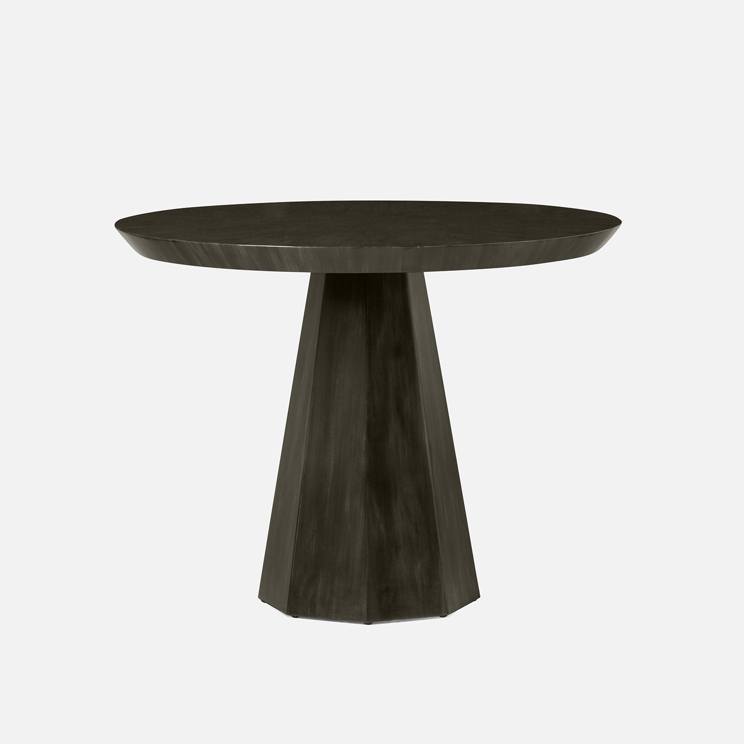 Dark wooden side table on a white background