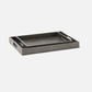 Gray rectangular tray with handles on a white background