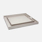 Set of two square trays with a light gray finish on a white background