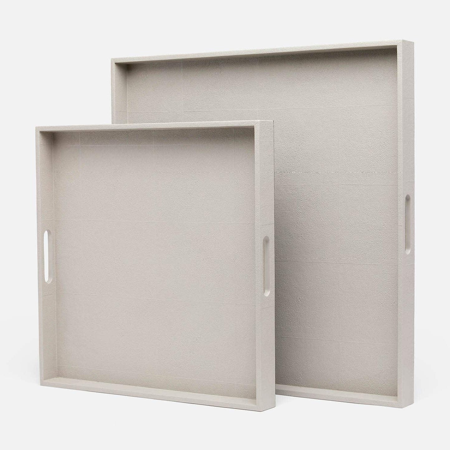 Two french gray trays on a white background