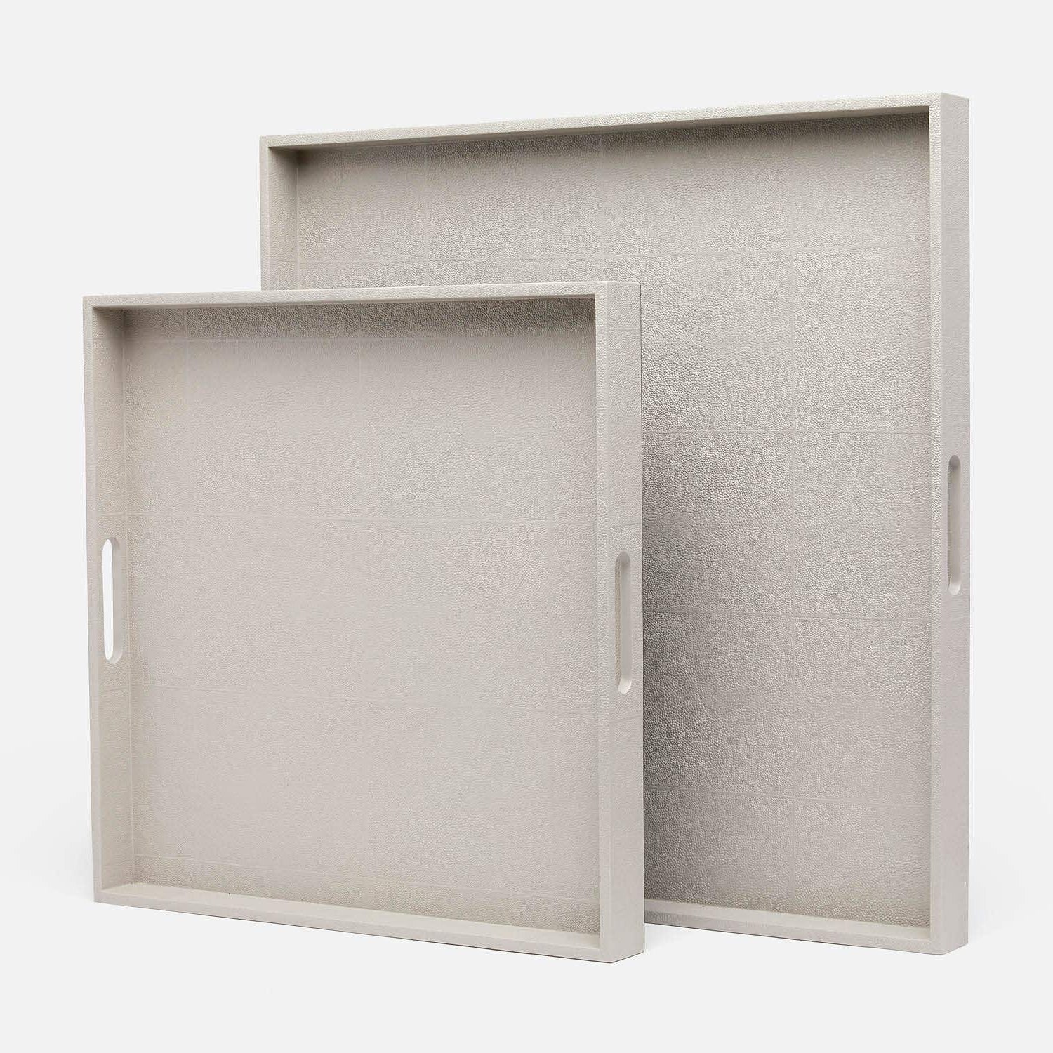 Two french gray trays on a white background