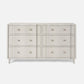 White dresser with multiple drawers on a white background