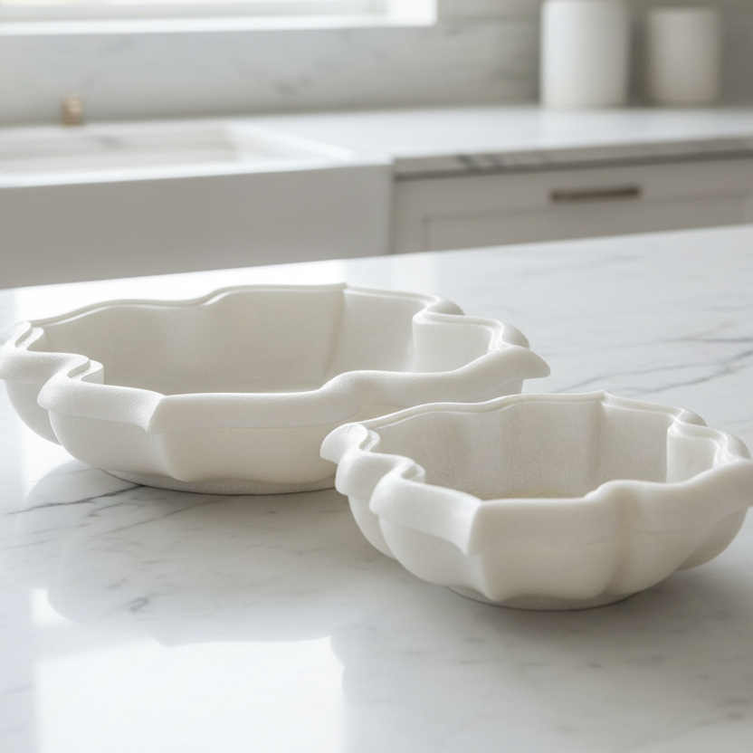 fauna bowl set white marble