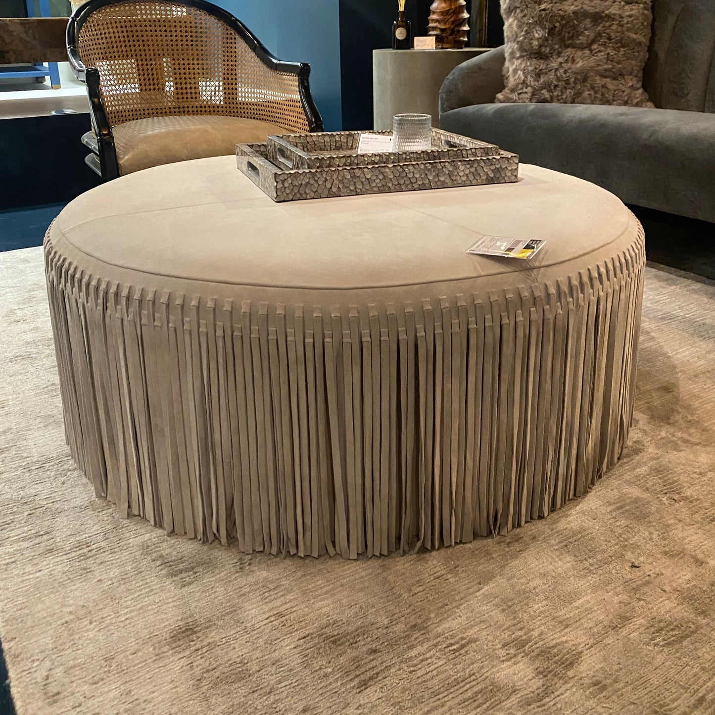 made goods hallie coffee table light gray suede market