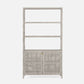 Made Goods Isla Bookcase with Hutch French Gray Peeled Rattan