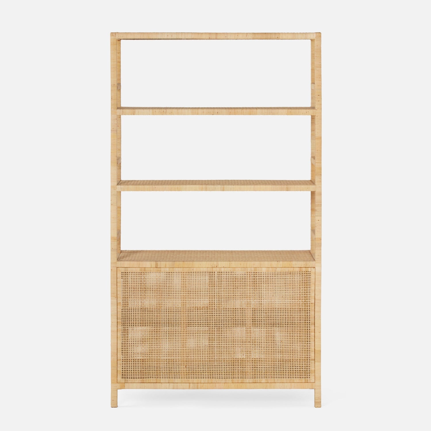 Made Goods Isla Bookcase with Hutch Natural Peeled Rattan back