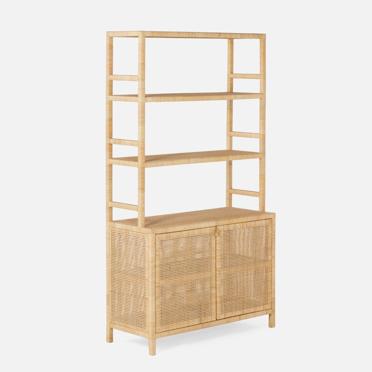 Made Goods Isla Bookcase with Hutch Natural Peeled Rattan Side Angle