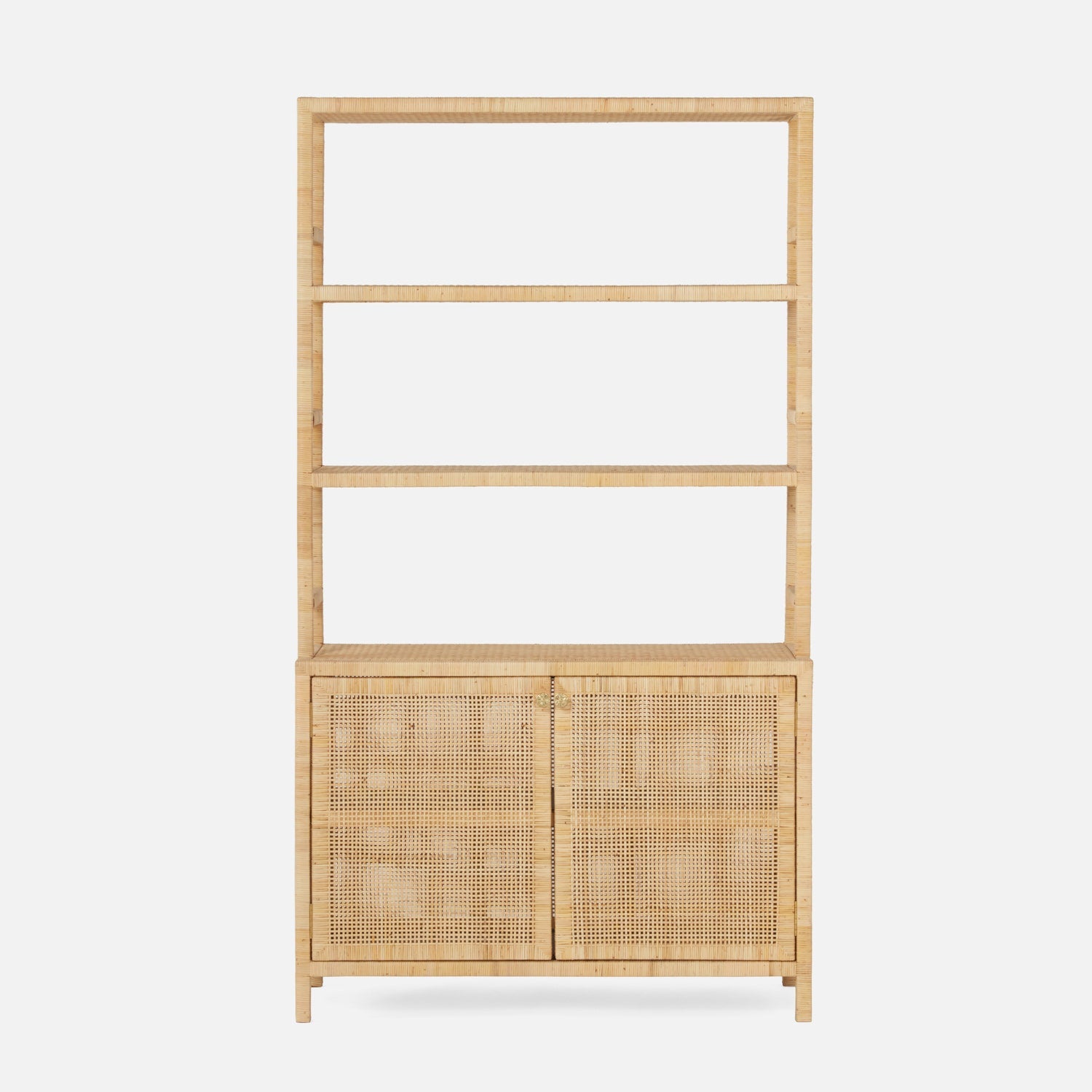 Made Goods Isla Bookcase with Hutch Natural Peeled Rattan