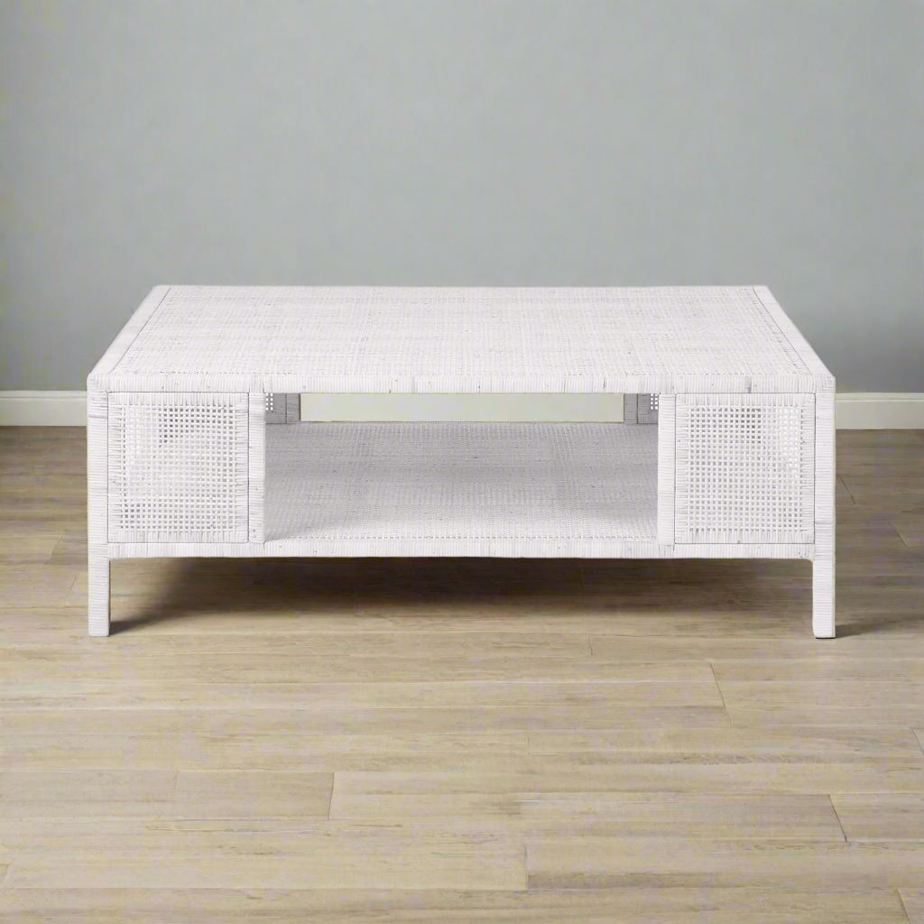 Isla Coffee Table White Peeled Rattan