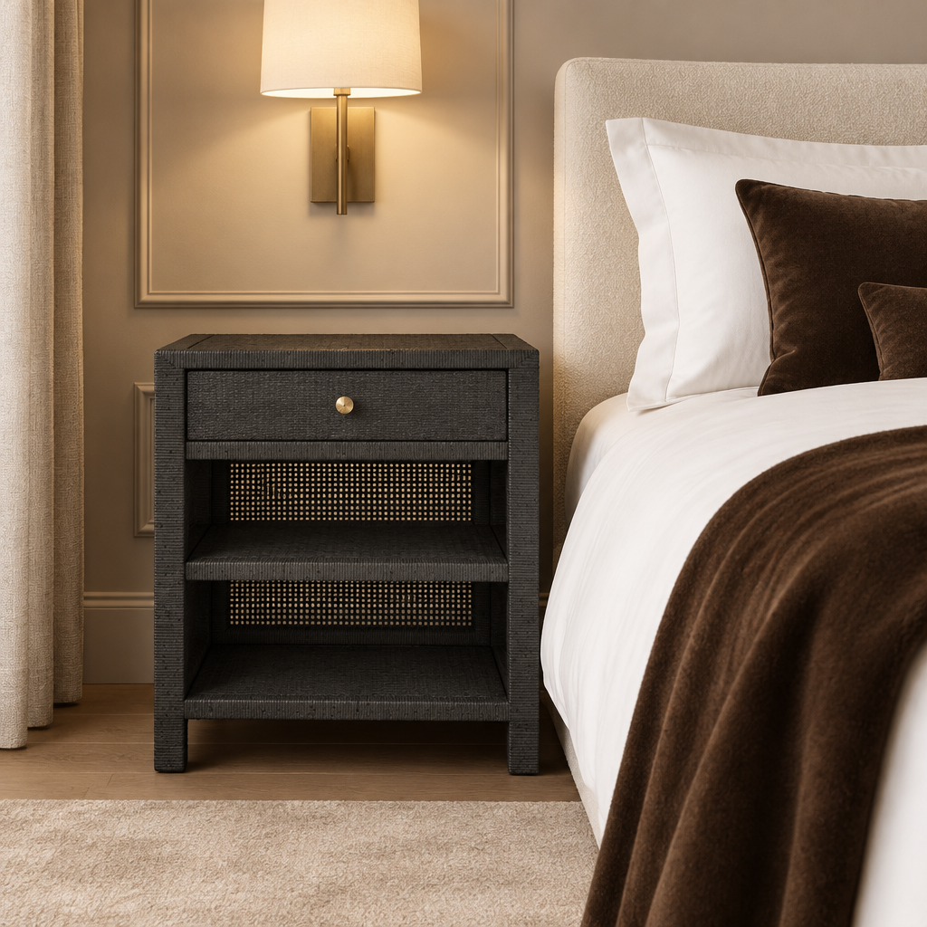 Isla double nightstand smoke black made goods