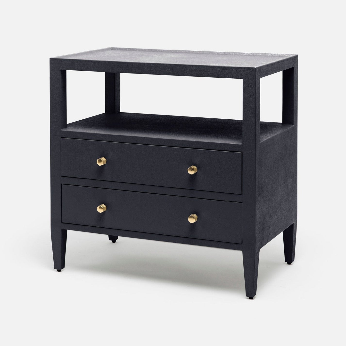 Made Goods Jarin Double Nightstand Dark Navy Faux Belgian Linen