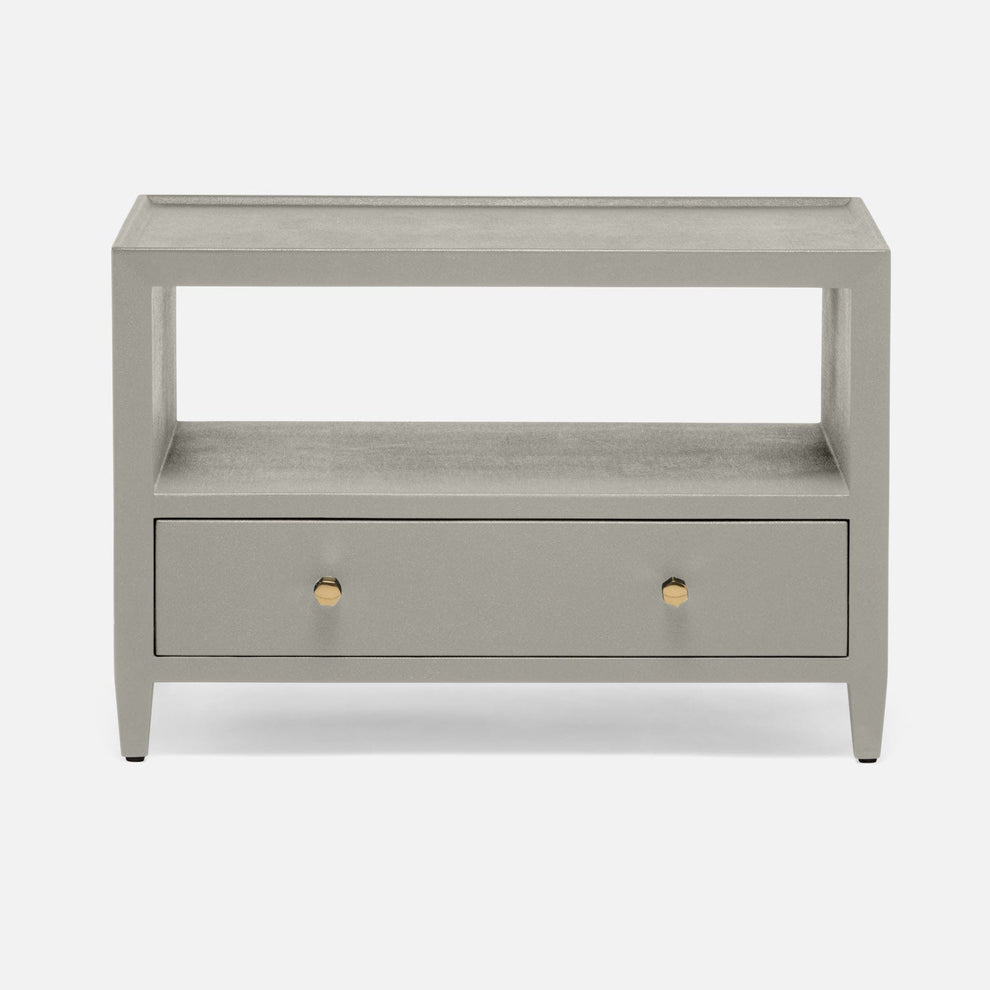 Made Goods Jarin Double Nightstand Light Gray Faux Belgian Linen