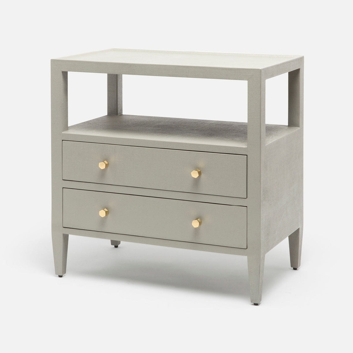 Made Goods Jarin Double Nightstand Light Gray Faux Belgian Linen