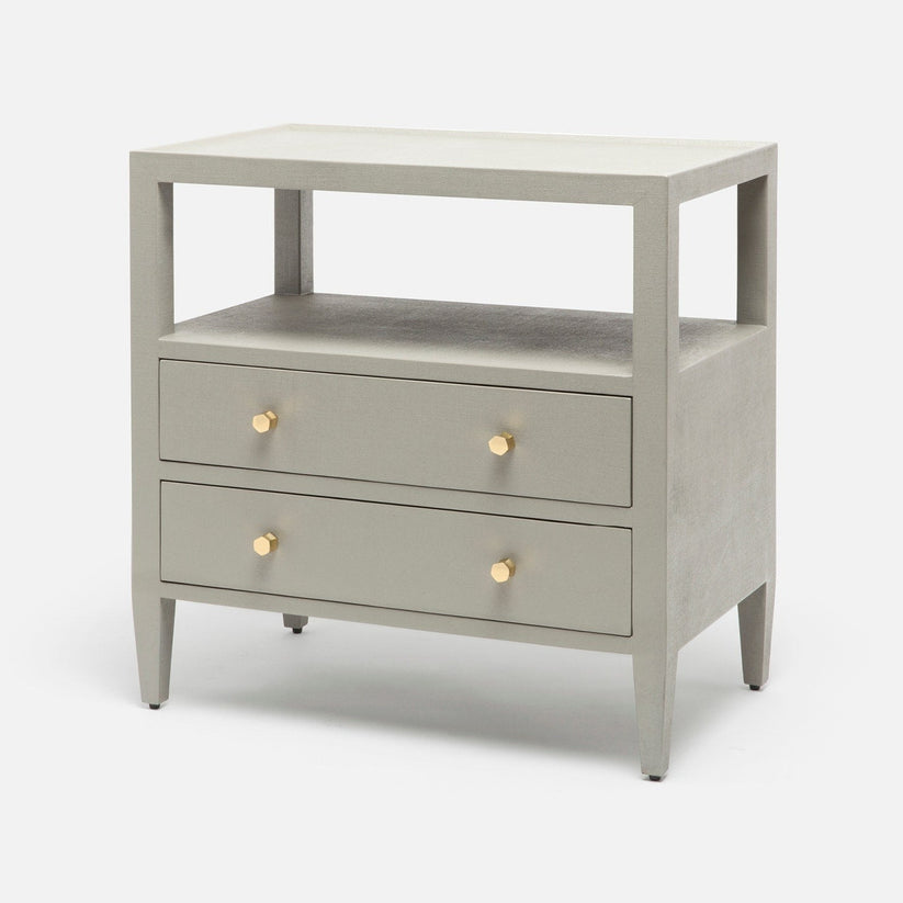 Made Goods Jarin Double Nightstand Light Gray Faux Belgian Linen