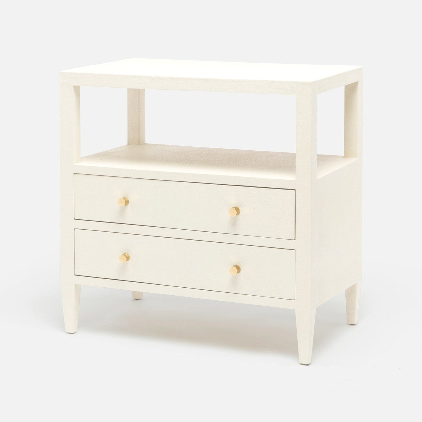 Made Goods Jarin Double Nightstand White Faux Belgian Linen multiple