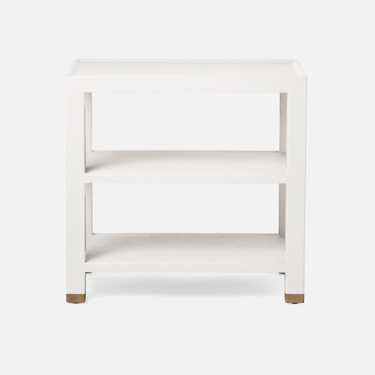 Made Goods Jarin Side Table Designer White Faux Belgian Linen