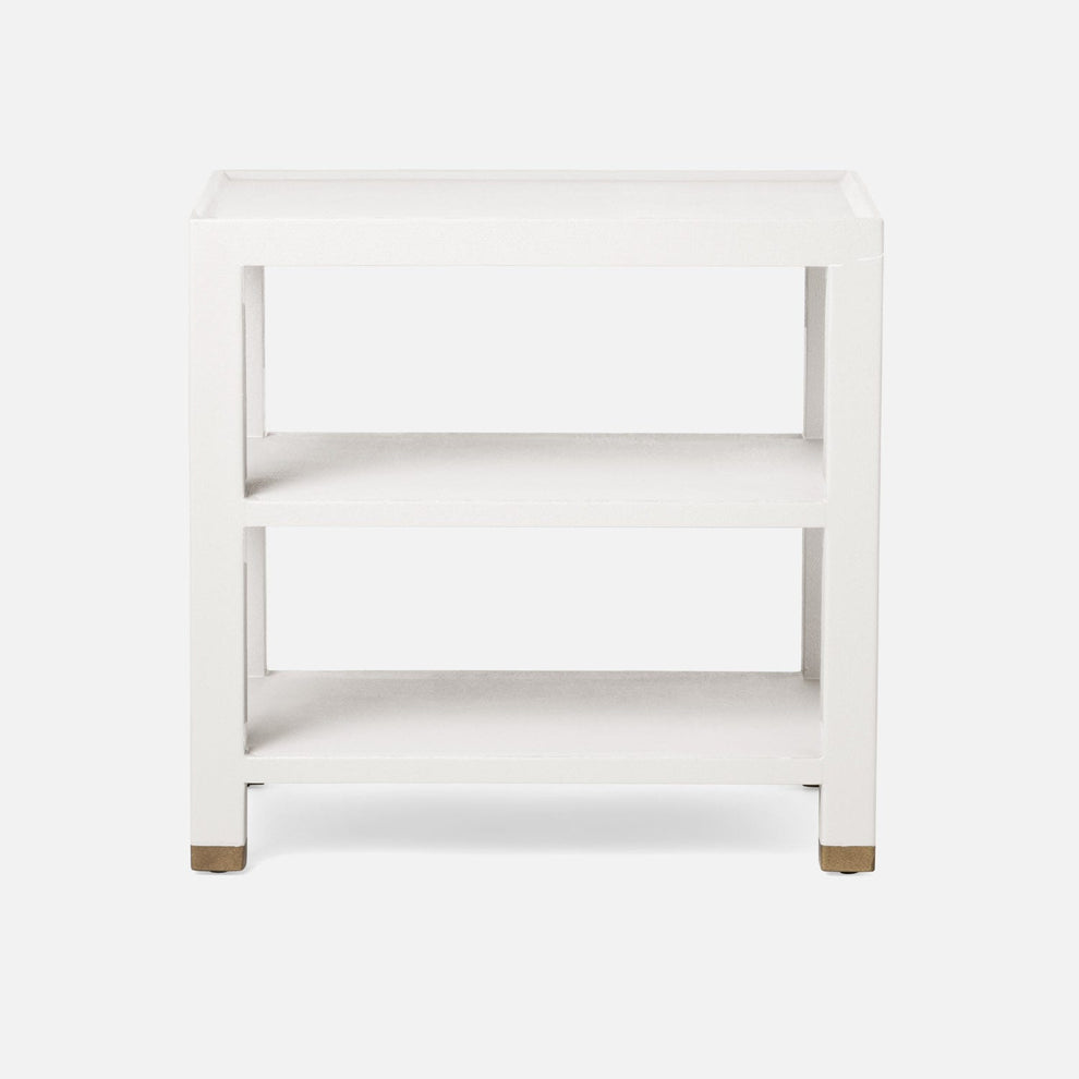 Made Goods Jarin Side Table Designer White Faux Belgian Linen