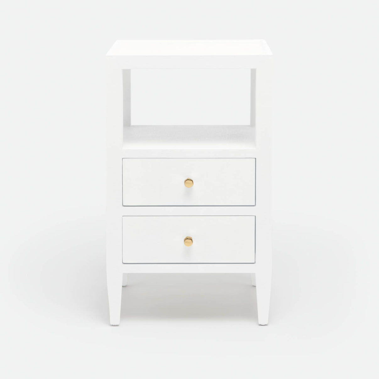 Made Goods Jarin Single Nightstand Designer White Faux Belgian Linen