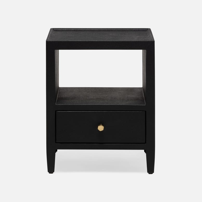Made Goods Jarin Single Nightstand Dark Navy Faux Belgian Linen