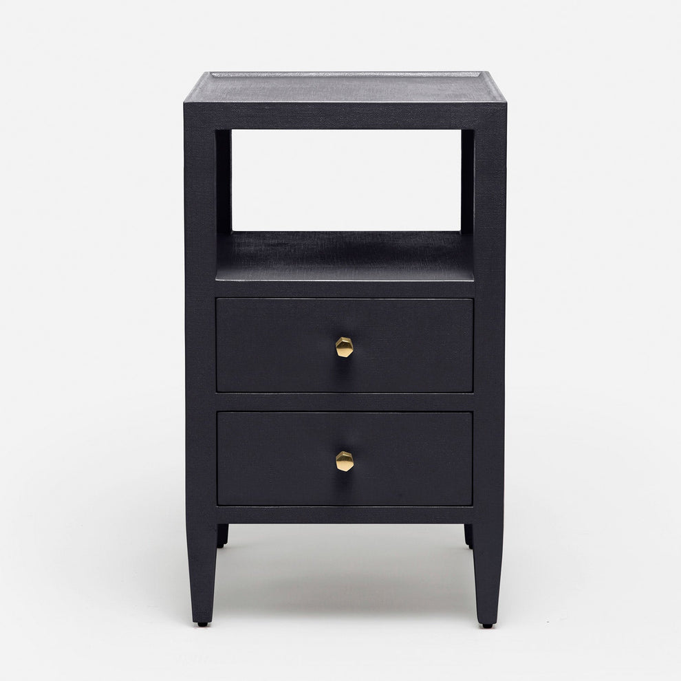 Made Goods Jarin Single Nightstand Dark Navy Faux Belgian Linen