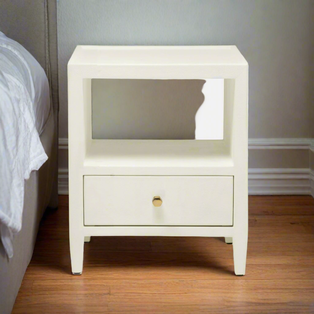 Jarin Single Nightstand White Faux Belgian Linen - multiple options