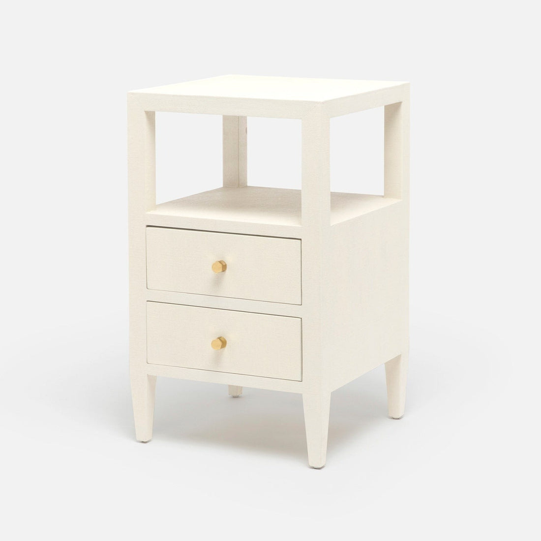 Made Goods Jarin Single Nightstand White Faux Shagreen Linen multiple