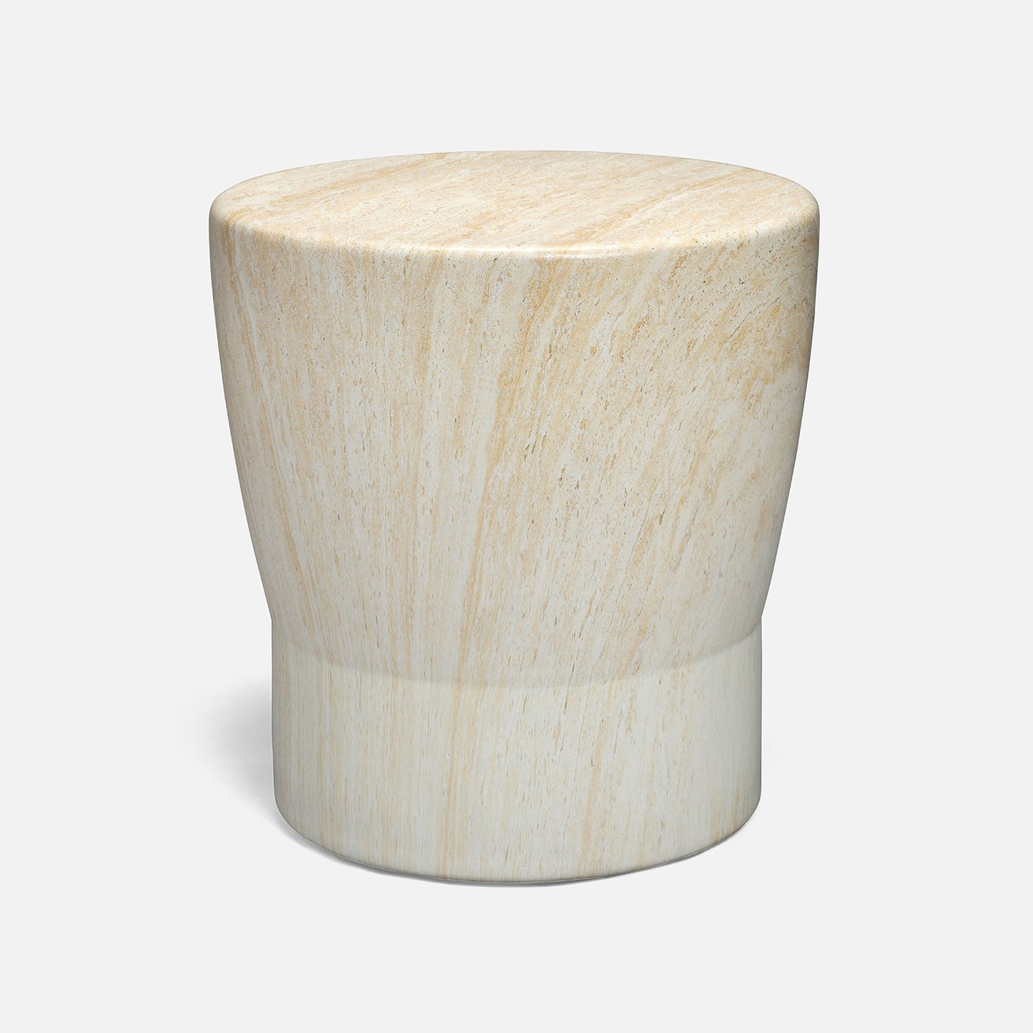 Beige cylindrical stool on a white background