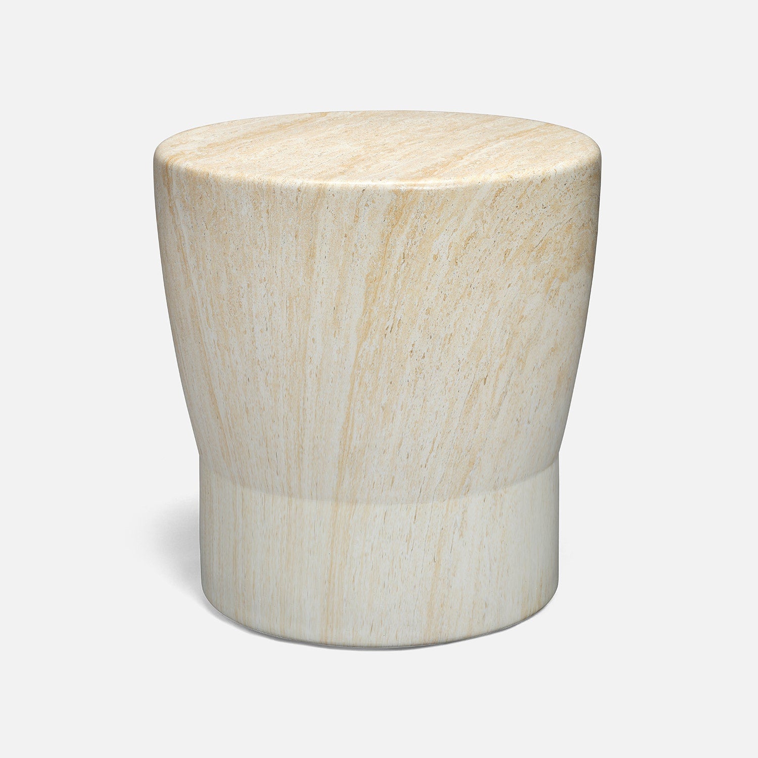 Beige cylindrical stool on a white background